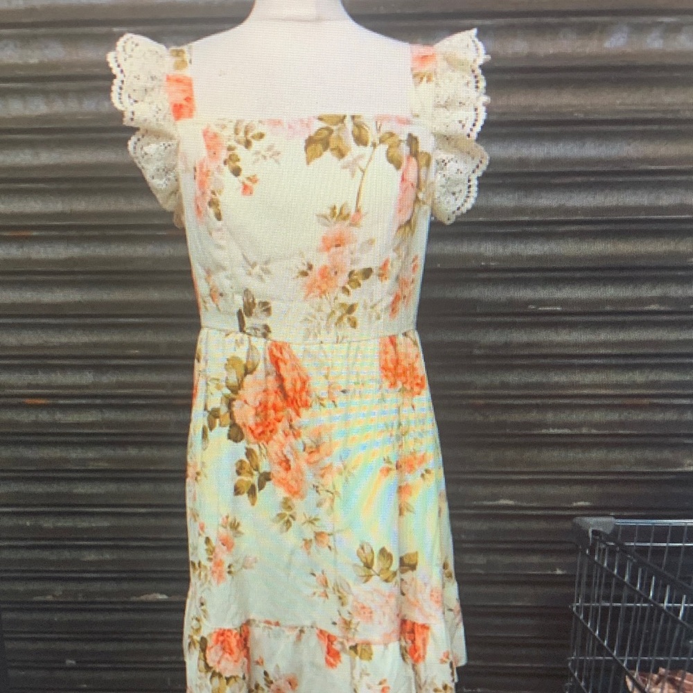 SHEIN Floral Ruffle Sleeve Mini Dress